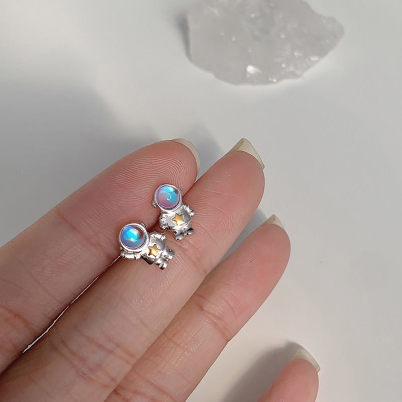 Bông Tai Mạ Bạc 925 Hình Phi Hành Gia Xinh Xắn