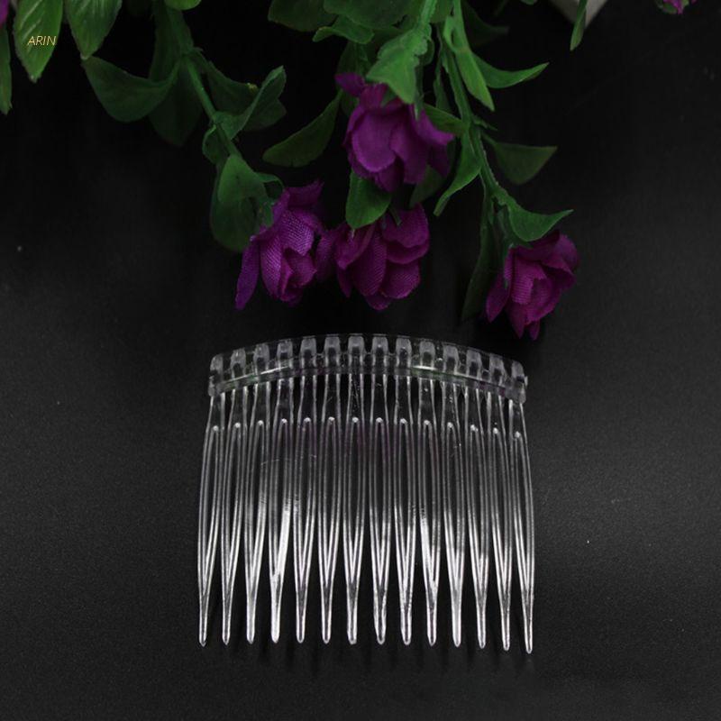 Lược Cài Tóc Cô Dâu 15 Răng Bằng Nhựa Trong Suốt 7x5cm DIY