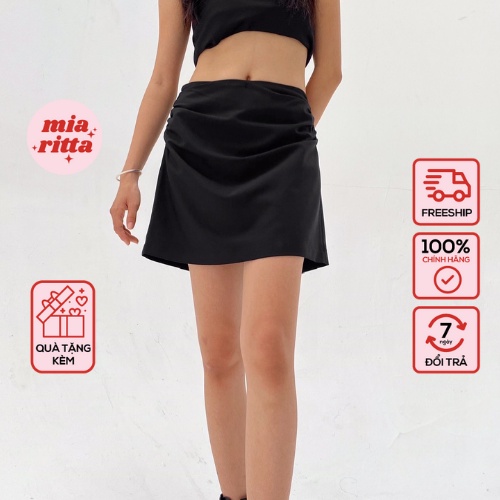 Chân váy chữ A dáng ngắn nhún hông Mia Ritta V960