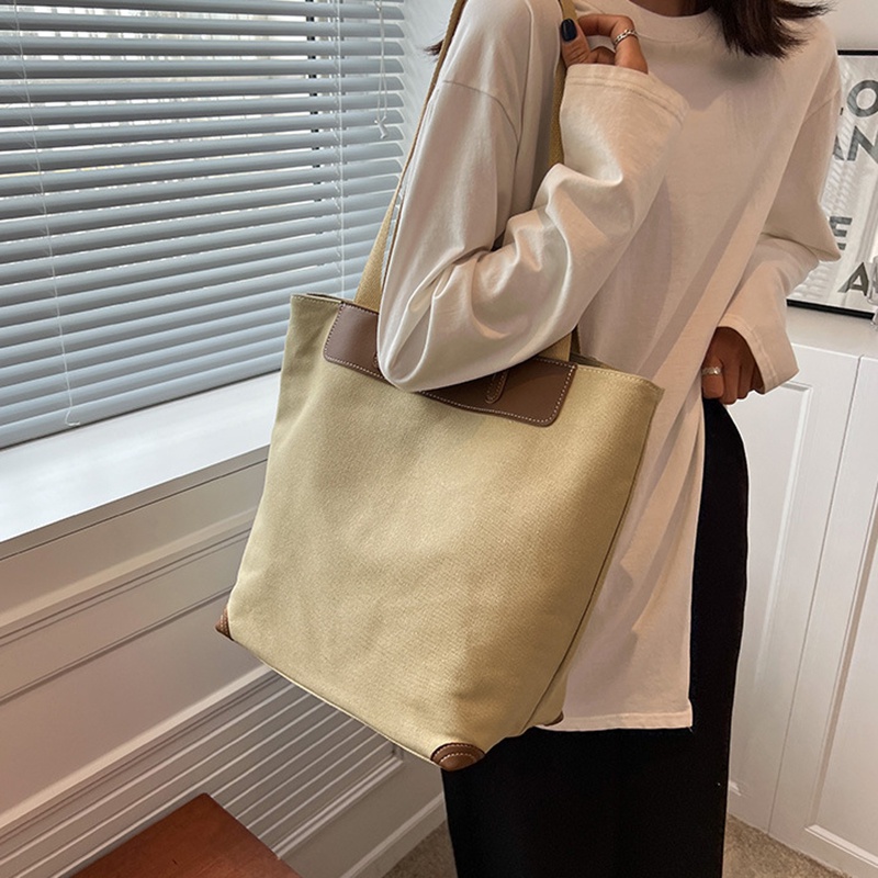 Túi Đeo Vai Vải canvas Dung Tích Lớn Đơn Giản Cho Nữ