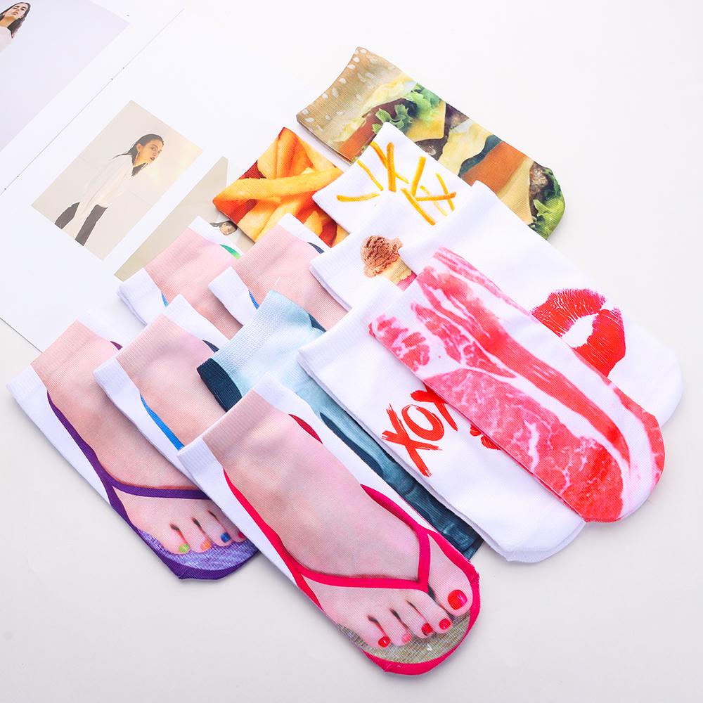 Đôi Tất Chân Cotton In Hình 3D Thời Trang Unisex