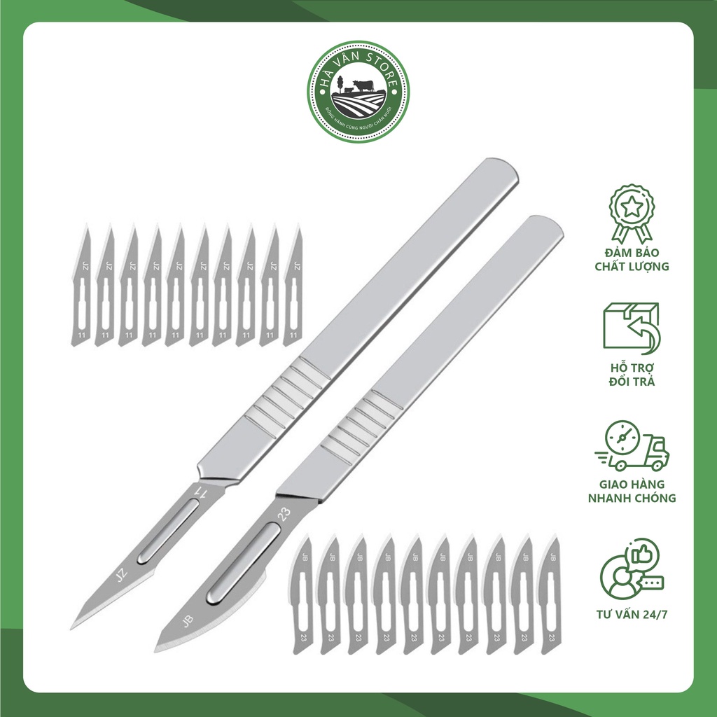 Dao thiến heo kèm 10 lưỡi dao số 23 tiện lợi cho người chăn nuôi - Hà Vân Store