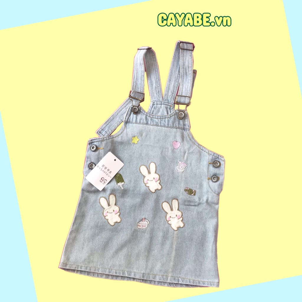 ĐẦM YẾM JEANS CHO BÉ GÁI CAYABE THÊU THỎ LINE FRIEND (QUẦN ÁO TRẺ EM)