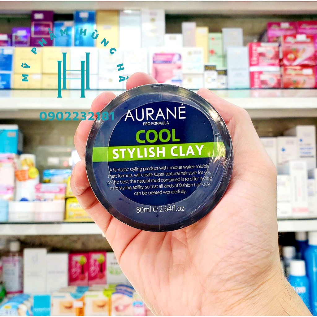 Sáp vuốt tóc Aurane, sáp tạo kiểu tóc cứng, không bóng, không bết tóc Aurane Cool Stylish Clay 80ml