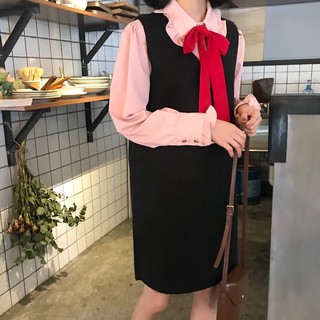 [order] Set váy đen áo hồng cột nơ (có tách set) - u.w