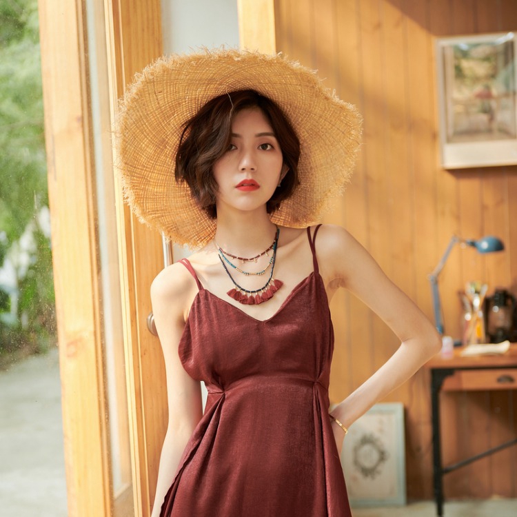 Đầm Chiffon Cổ Chữ V Xẻ Tà Quyến Rũ Thời Trang Đi Biển