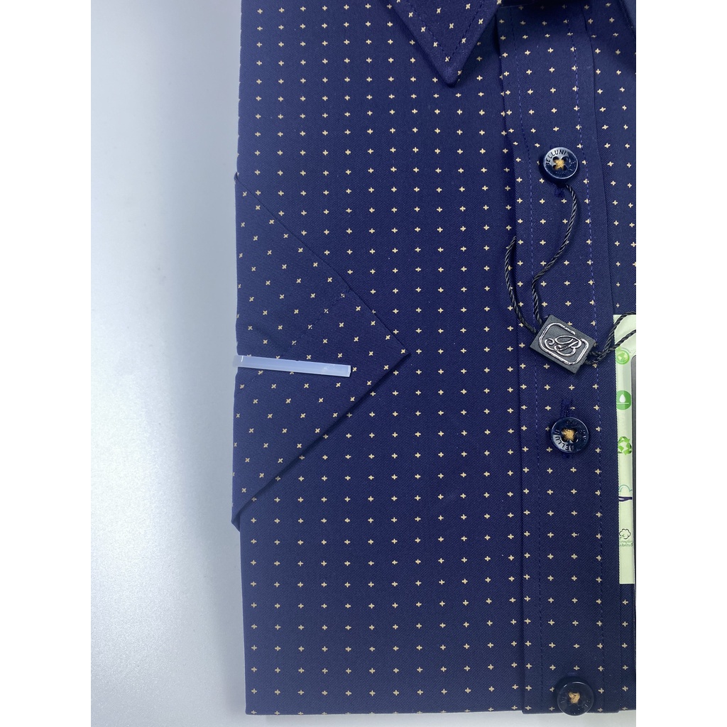 Áo Sơ mi nam ngắn tay Belluni chất Banana thoáng mát ít nhăn hoạ tiết sang trọng ABN.BAN.BE.208.B