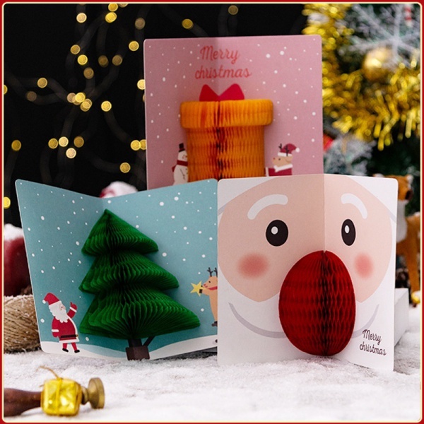 Thiệp chúc mừng giáng sinh thiết kế họa tiết hoạt hình phong cách 3D sáng tạo dùng làm quà tặng