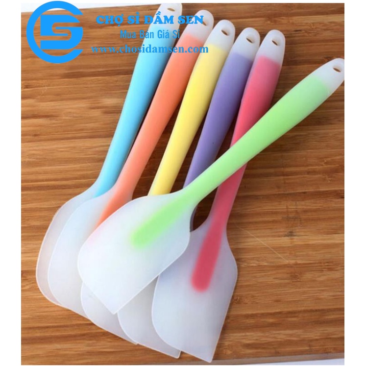 Cây quét kem nhiều màu G233-QuetKem-Mau, Phới dẹt trộn bột silicone đúc liền lõi màu, Spatula- cây trộn bột, cây vét thự