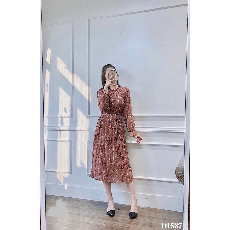 Đầm nữ Freesize - Đầm maxi hoa dập ly - Thời trang nữ 2020