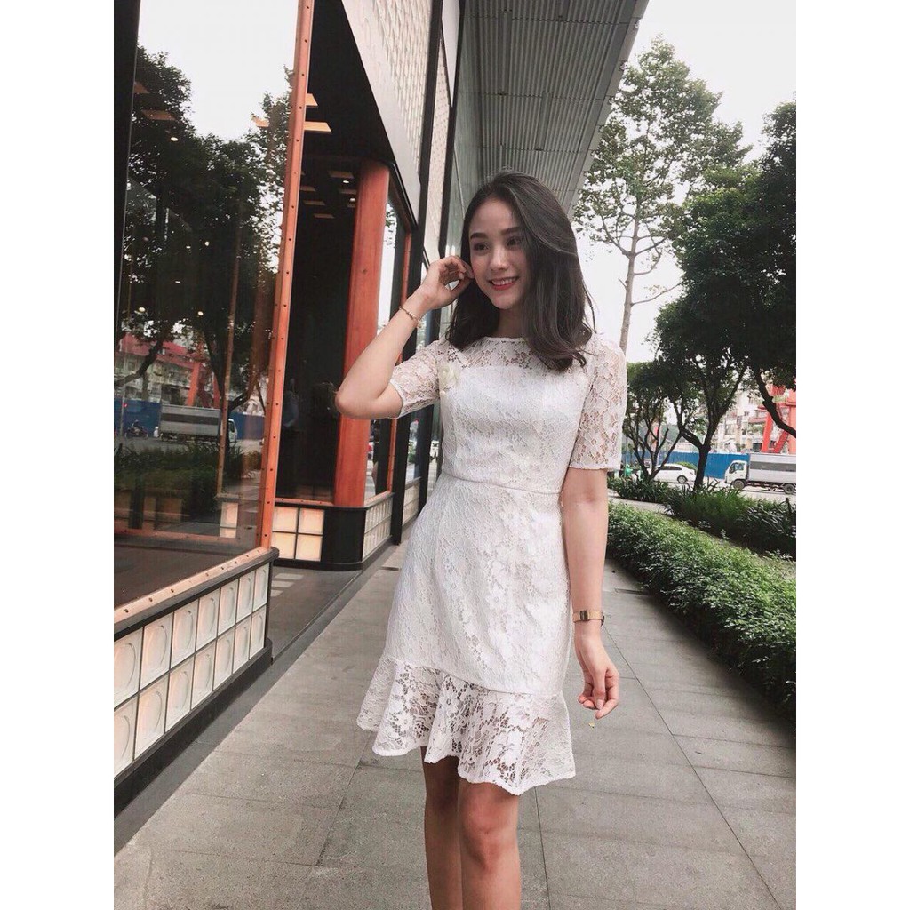 Đầm Ren Tay Con Đuôi Cá NINA ( TRẮNG )