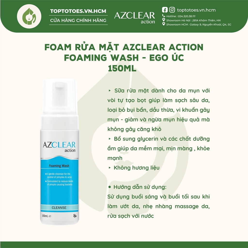 Foam rửa mặt Azclear Action Foaming Wash làm sạch sâu cho da mụn, nhạy cảm