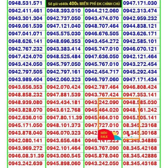 Sim Đẹp VINA GIÁ 400k GÓI Vd40K Miễn phí GỌI nội mạng +  Data tốc độ cao - HỖ TRỢ ĐĂNG KÝ CHÍNH CHỦ