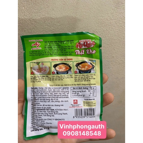 Gia vị thịt kho/ cá kho mới ra của Ajiquick 31 gr