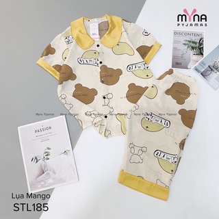 Bộ mặc nhà pijama lụa mango lửng cổ sen mềm mịn, thoáng mát