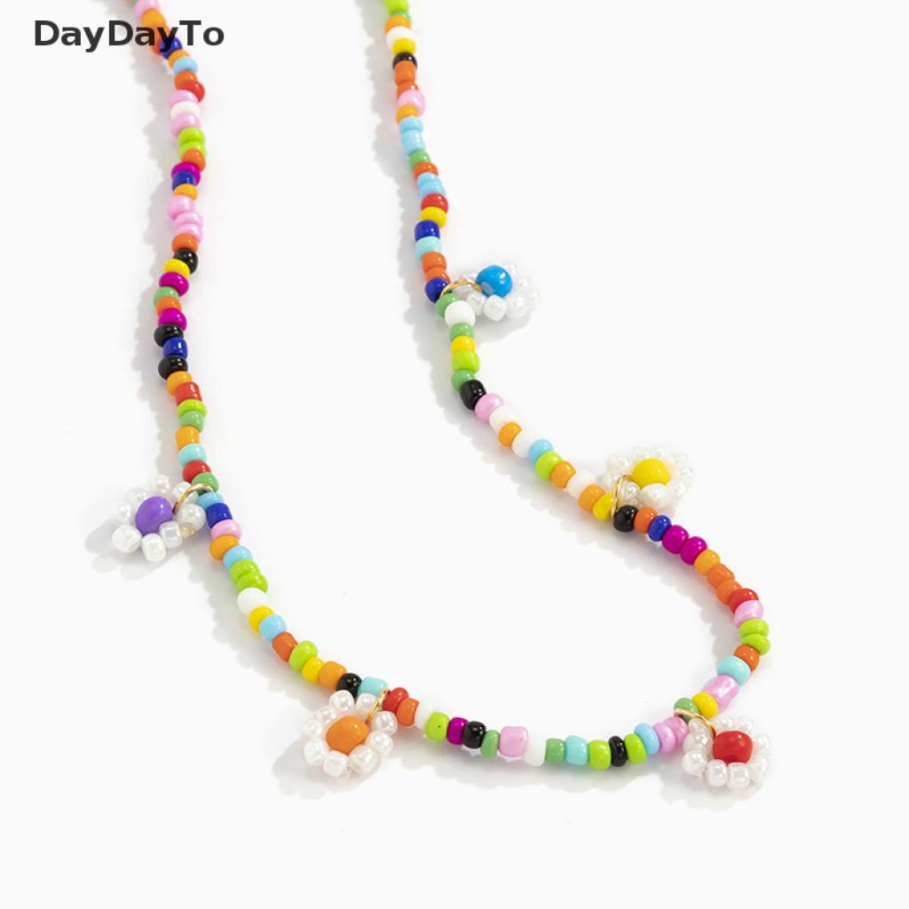 Vòng Cổ Choker Xỏ Hạt Thủ Công Hình Hoa Cúc Phong Cách Bohemian Dành Cho Nữ