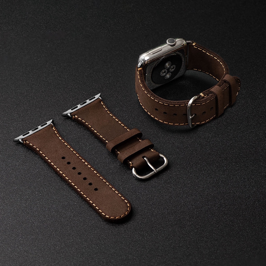 Dây Da Cho Đồng Hồ Apple Watch Sen  Sử Dụng Được Dưới Nước- 38/40/41 MM_Hàng Chính Hãng