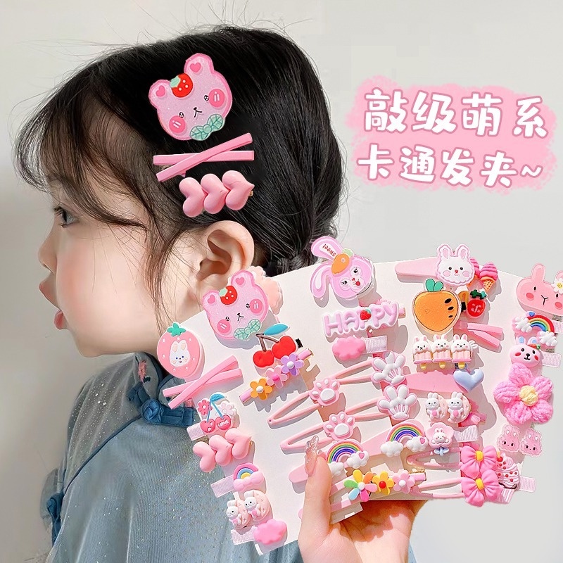 Set 14 Kẹp Tóc Kiểu Dáng Hoạt Hình Dễ Thương Cho Bé