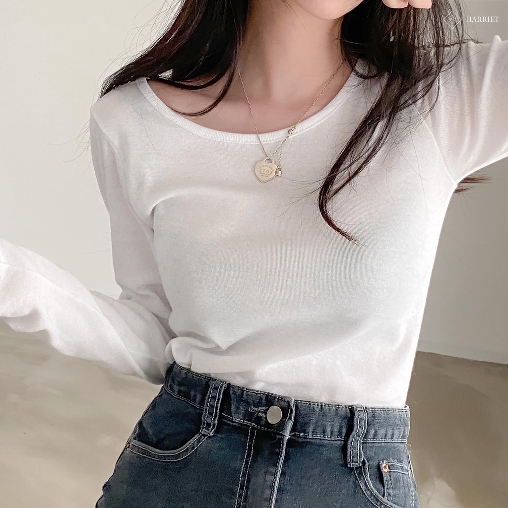 [Mã BMBAU50 giảm 7% đơn 99K] Áo len mỏng cổ tròn pullover basic Tee Harriet