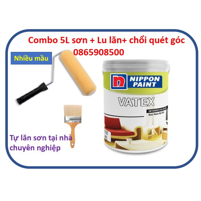 (VZ) Combo sơn nhà gồm 5 kg sơn+ lu lăn sơn+ chổi quét góc. nhiều mầu, sơn chính hãng