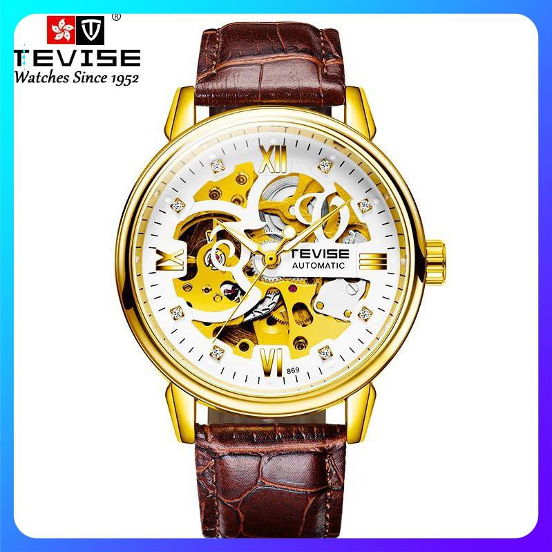 [ Freeship ] Đồng hồ nam automatic dây da bọc su cực bền hiệu tevise chính hãng (tặng kèm hộp) | BigBuy360 - bigbuy360.vn
