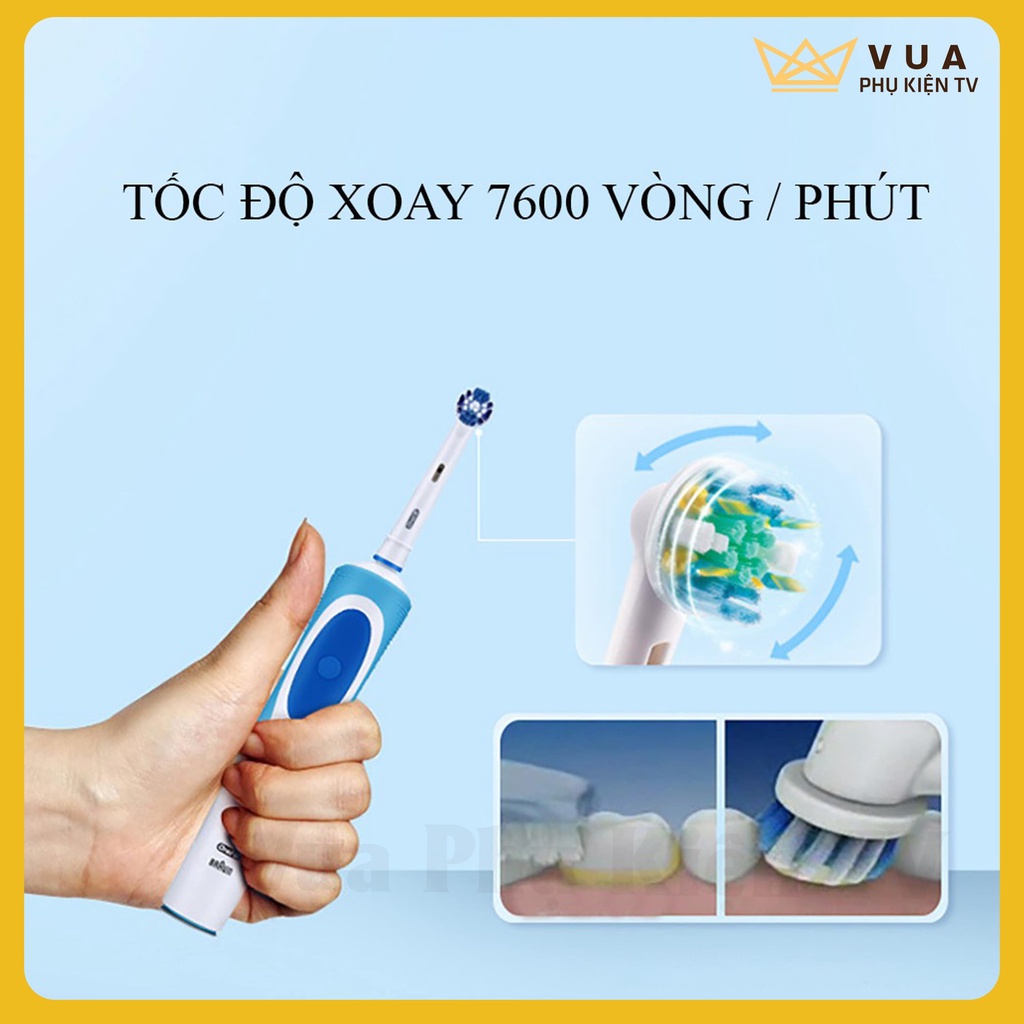 [FREESHIP-CHẢI SIÊU SẠCH] Bàn chải điện Oral B  D12  màu xanh chống nước dùng cho người lớn trẻ em - Vua Phụ Kiện TV