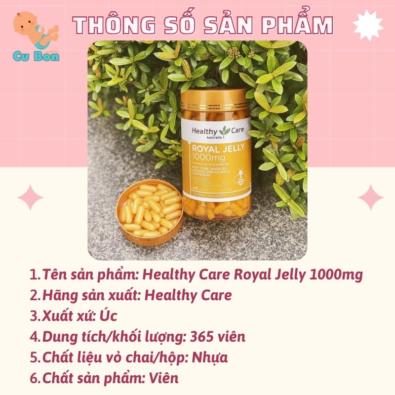 sữa ong chúa úc Healthy Care Royal Jelly 1000 365 viên