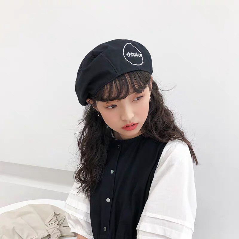 Mũ beret cotton họa tiết chữ phong cách nhật bản thời trang mùa hè cho cặp đôi