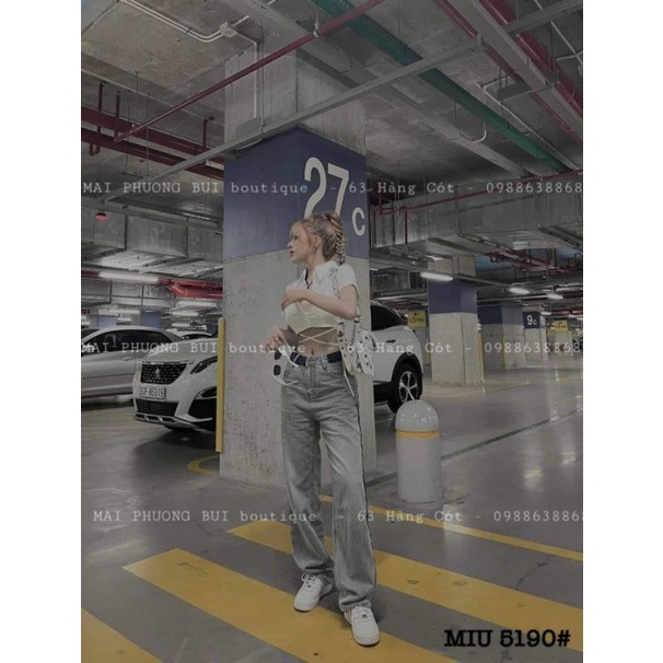 Quần jeans suông cạp đậm màu hàng  QCL1