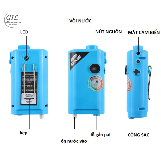 Máy bơm nước rửa tay câu cá, máy tạo oxy, máy bơm đã năng 3 in 1