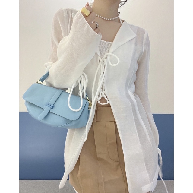 Áo dài tay buộc dây Ribbon Shirt