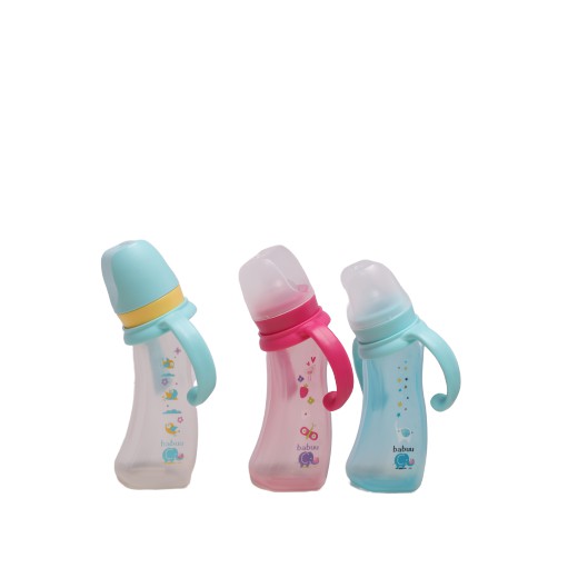 BÌNH SỮA NHỰA PES CỔ NGHIÊNG CHỐNG ĐẦY HƠI BABUU BABY KÈM TAY CẦM 90L/180ML (17931) NHẬT BẢN