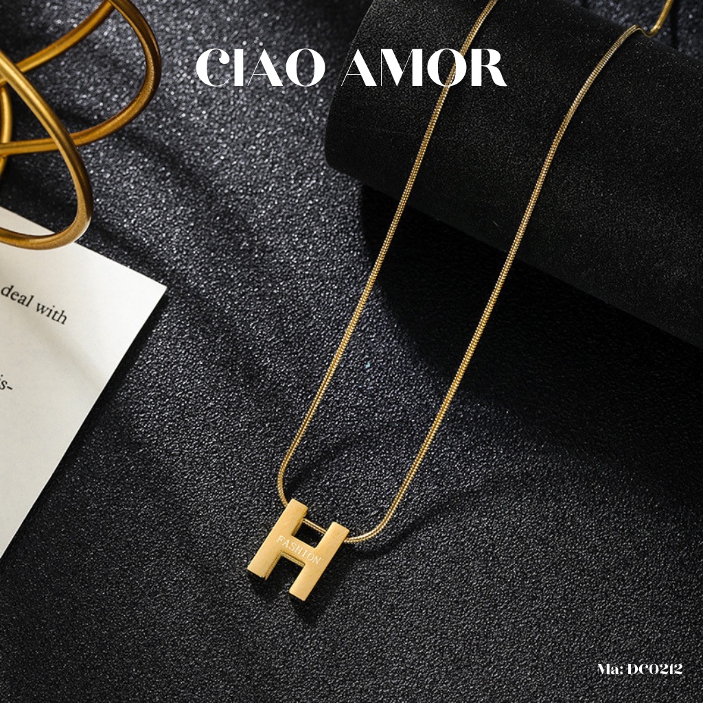 Dây chuyền nữ, vòng cổ titan chữ H Trang sức Ciao Amor - DC0212