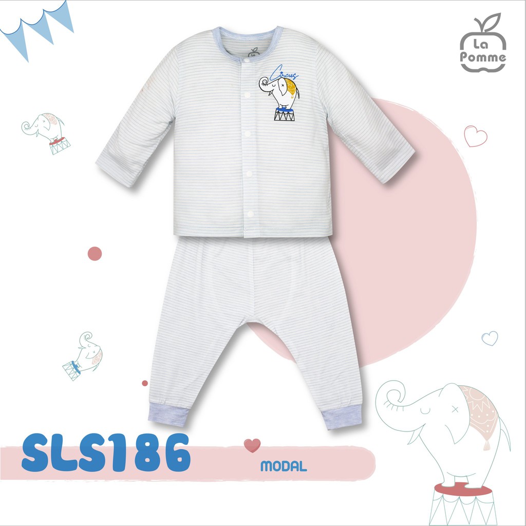 Set combo cài chéo cài giữa Body dài tay sơ sinh modal cao cấp dài tay in con voi kẻ sọc cho bé trai bé gái JL048 SlS186