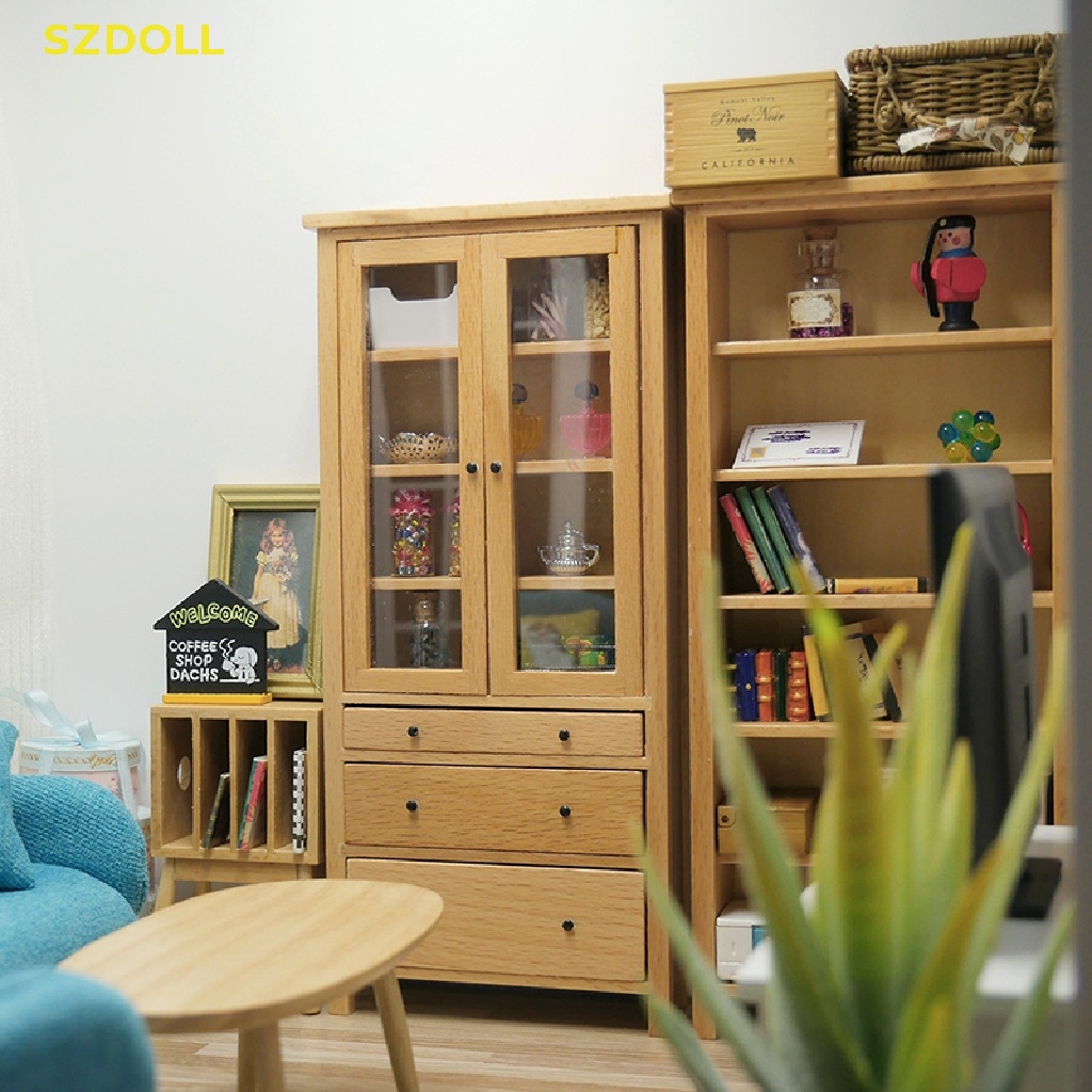 Mô Hình Tủ Sách / Tủ Tivi / Tủ Kính / Tủ Nội Thất Trang Trí Nhà Búp Bê Tỉ Lệ 1: 12