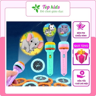 Đèn pin chiếu hình cho bé 10 thẻ 80 hình chiếu ngộ nghĩnh đồ chơi giải trí hàng loại 1 TOPKIDS