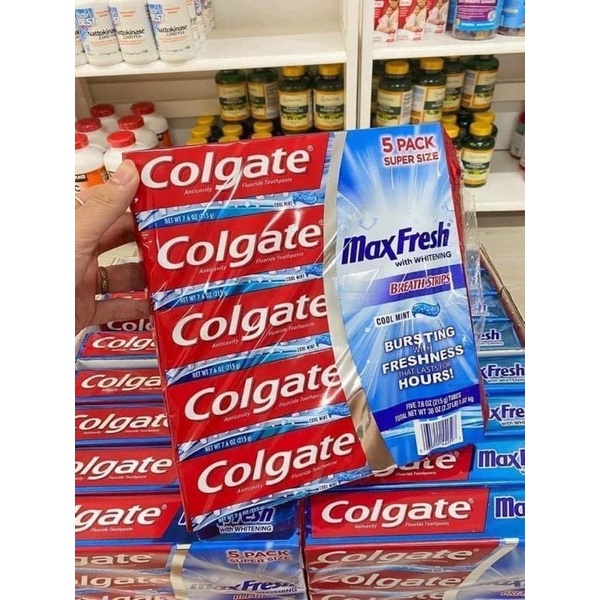 Kem đánh răng colgate max fresh with breath strips 215g
