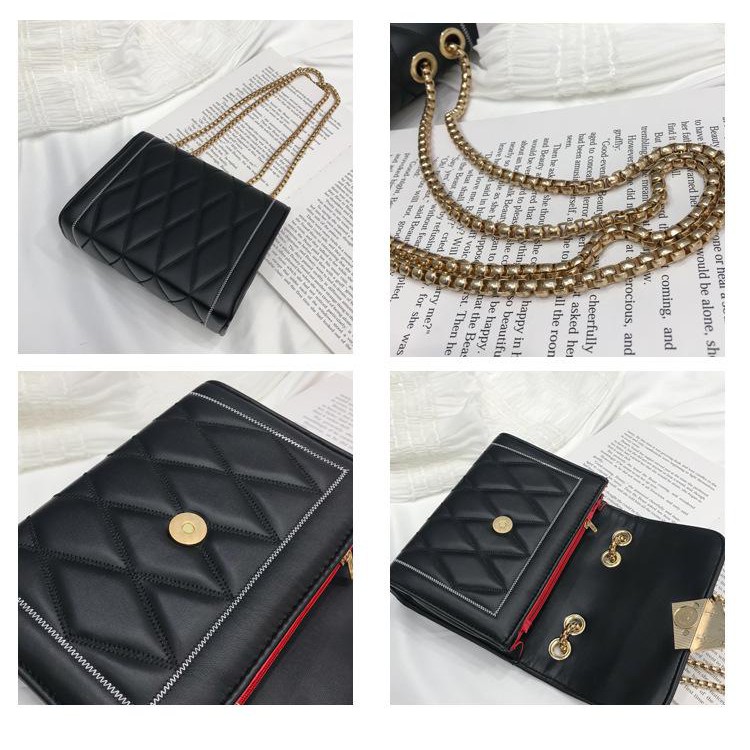 Túi đeo nữ kiểu dáng sang trọng khóa vuông lệch 3 ngăn BG600