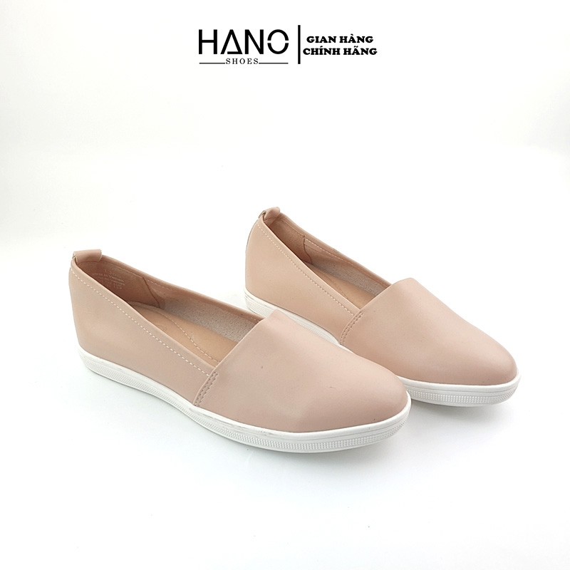 Giày bệt Nữ Slipon độn đế 3cm/3 phân Da thật trơn Êm chân chuẩn VNXK - HANO