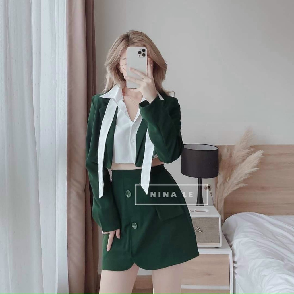 Siêu phẩm set váy nữ ba món chân váy có lót