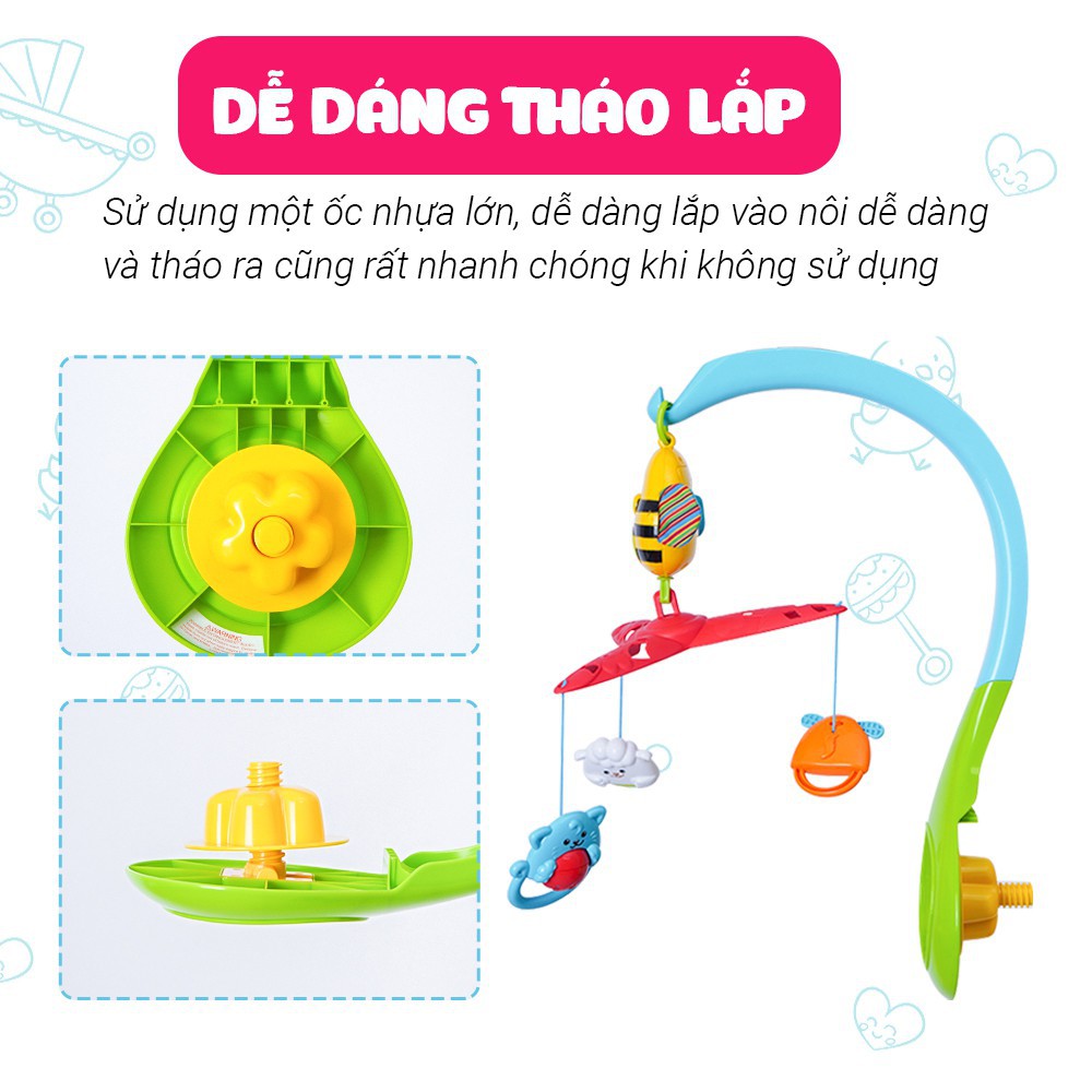 Treo nôi cũi phát nhạc / tiếng ồn trắng ru ngủ đa năng hình con ong Winfun 0856 - Đồ chơi treo có thể tháo rời