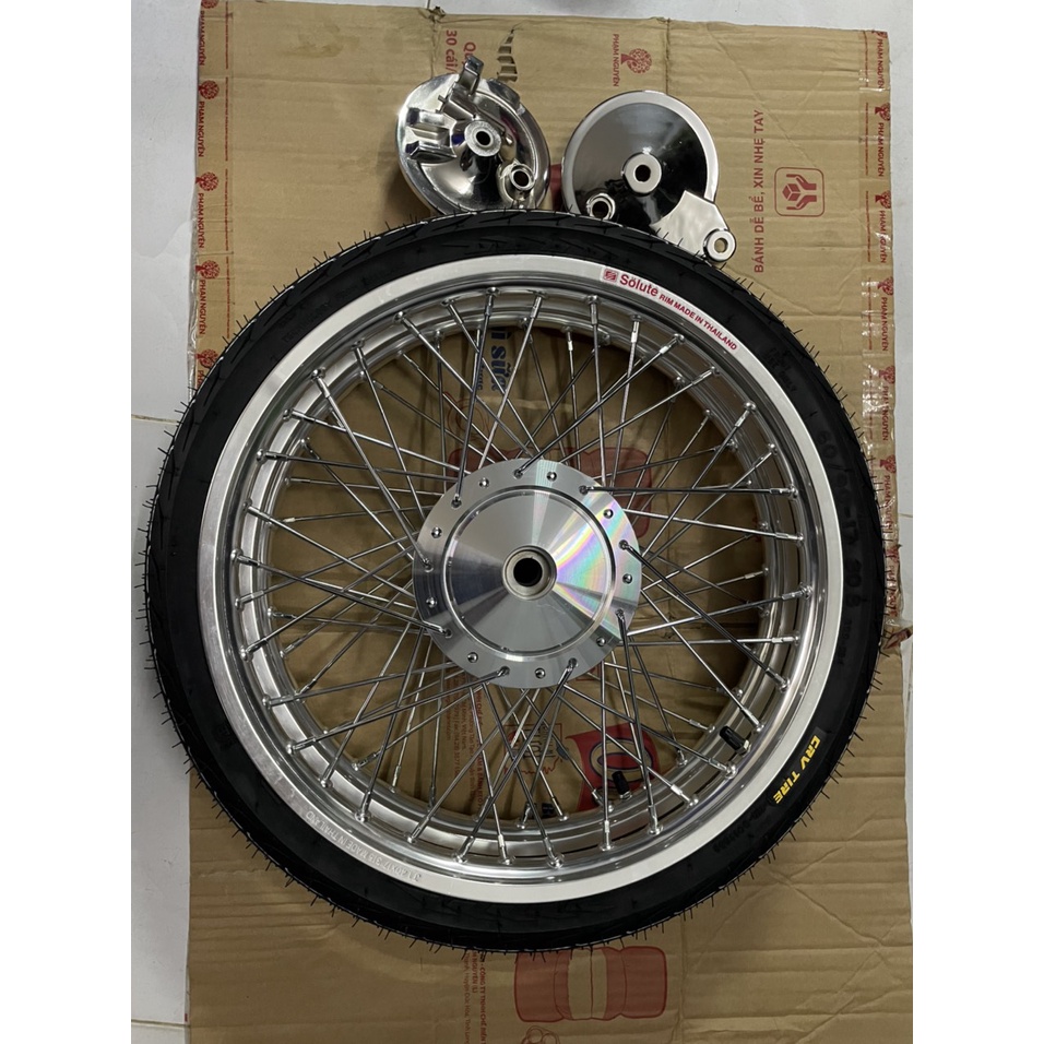 Bộ CDN dành cho wave và dream căm osaka đùm crom niềng nhôm bạc solute  kèm má crom full vỏ ruột 60/90 và 70/90