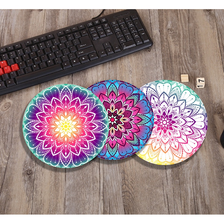 Thảm Lót Chuột Chống Trượt Chống Thấm Nước 20X2CM Họa Tiết Hoa Mandala