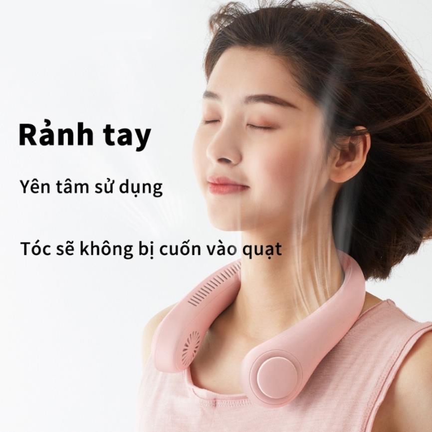 Quạt đeo cổ mini không cánh, 3 cấp độ gió, sạc pin dung lượng 4000mAh, gió đa chiều, bảo hành 24 tháng