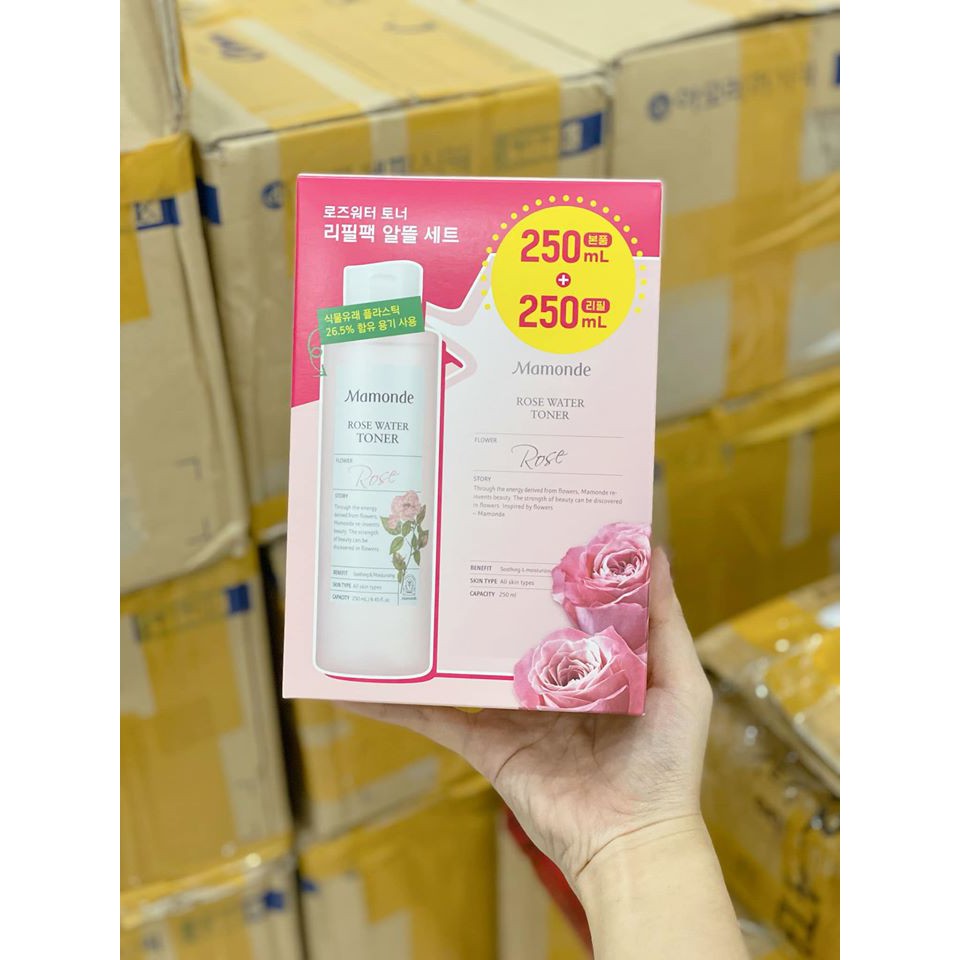 Set Mamonde Rose Water Toner [Chai 250ml + Túi 250ml] | BigBuy360 - bigbuy360.vn