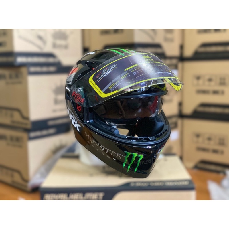 Mũ Bảo Hiểm Fullface 2 Kính M266 Màu Đen Bóng Lên Tem Ducati Shark cực đẹp, Tặng túi đựng nón và BH 12 tháng