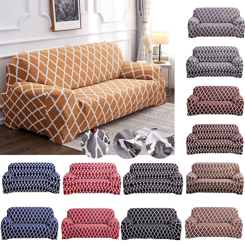 Vỏ Bọc Ghế Sô Pha 1 / 2 / 3 / 4 Chỗ Ngồi Họa Tiết Kẻ Sọc Màu Trơn Dễ Thương