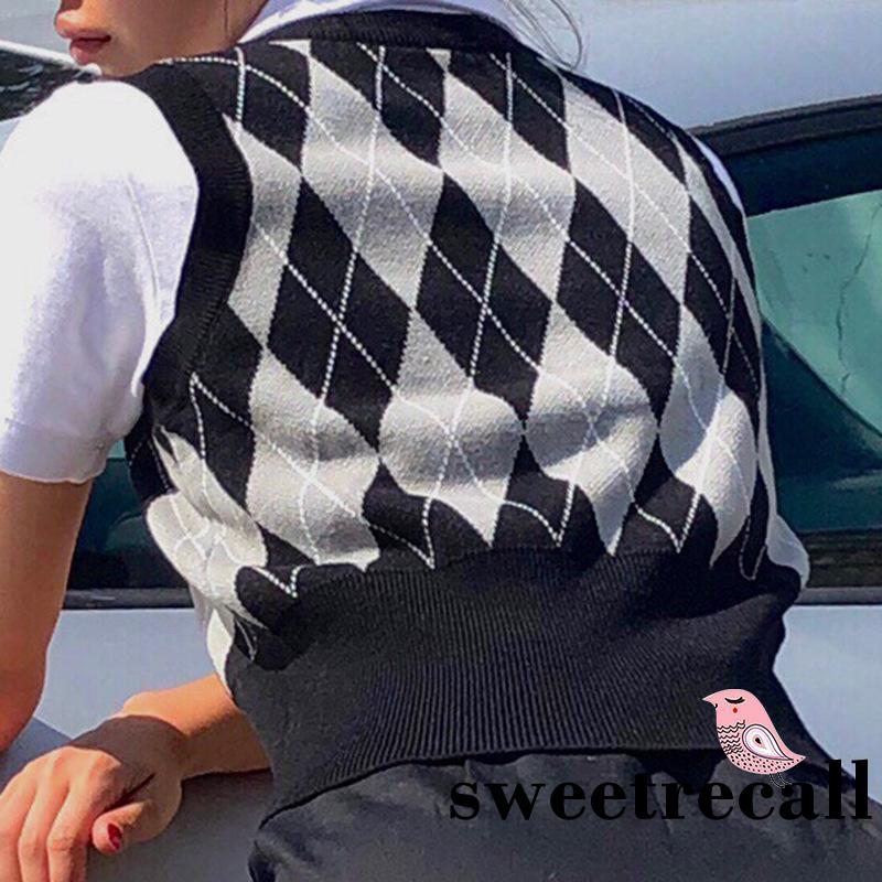 Áo Nữ Không Tay Cổ Chữ V Họa Tiết Caro Thời Trang Quyến Rũ | BigBuy360 - bigbuy360.vn