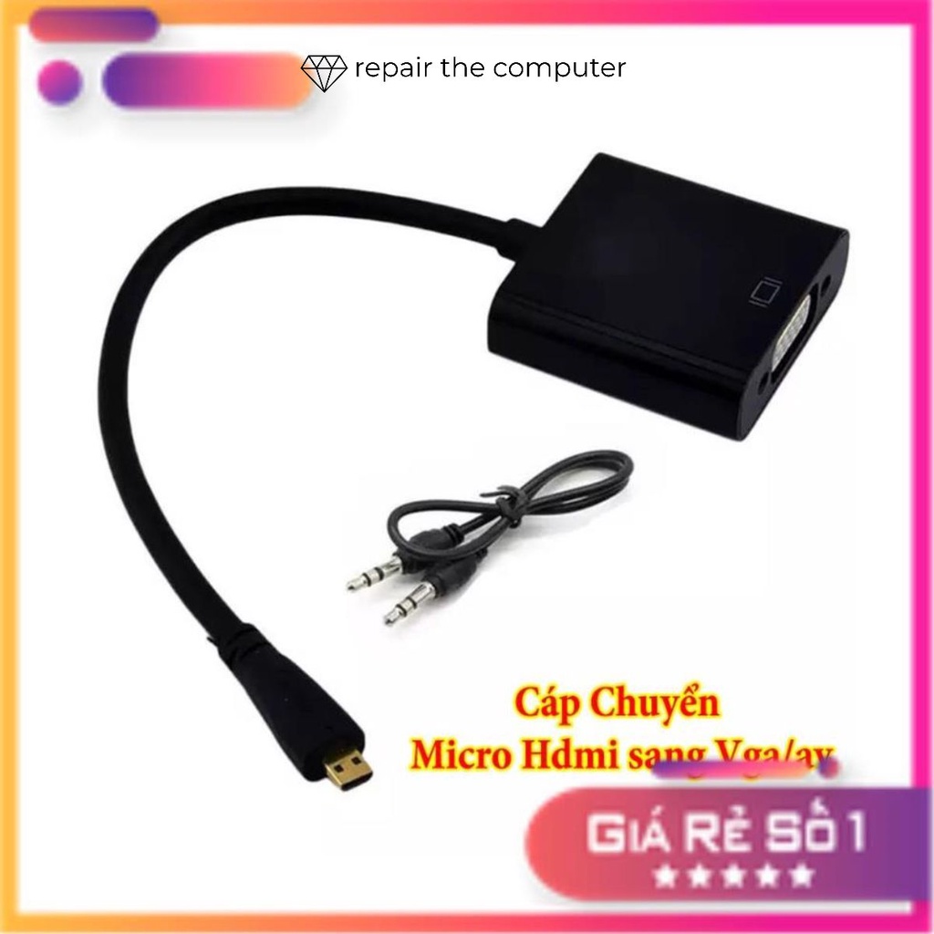 Cáp Chuyển Đổi - Cáp Chuyển Micro Hdmi ra Vga/AV Full HD Có Hỗ Trợ Âm Thanh