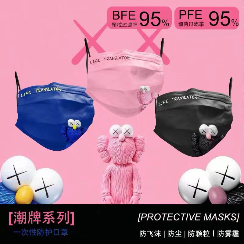 Bộ 10 / 30 Khẩu Trang 3 Lớp Dùng Một Lần In Hình Sesame Street 000